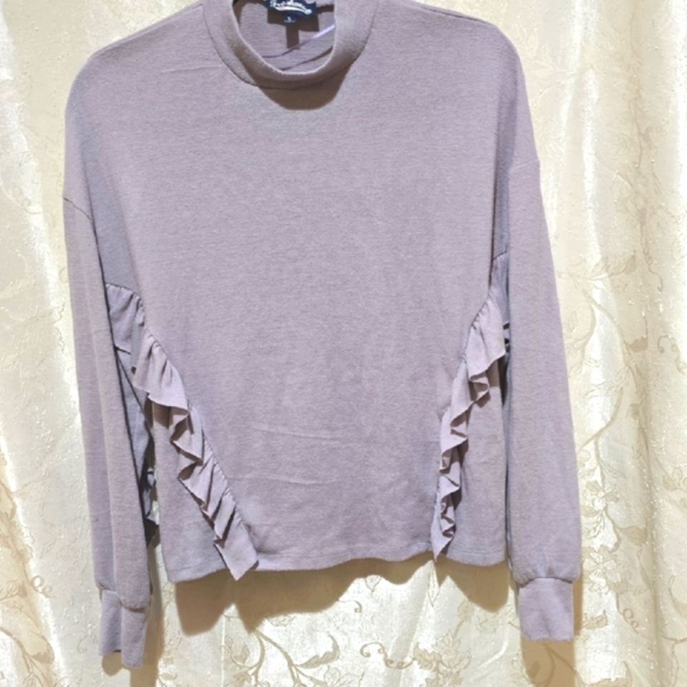 Freshman Purple Boxy Ruffled Sweatshirt - Picture 2 of 4